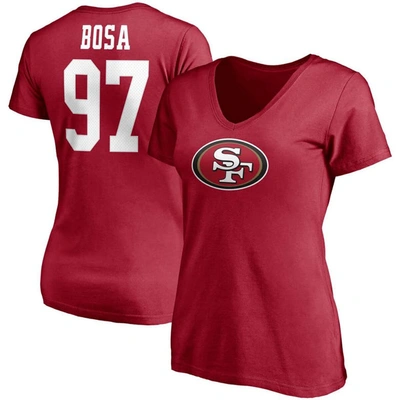 Fanatics Women's  Nick Bosa Scarlet San Francisco 49ers Player Icon Name And Number V-neck T-shirt