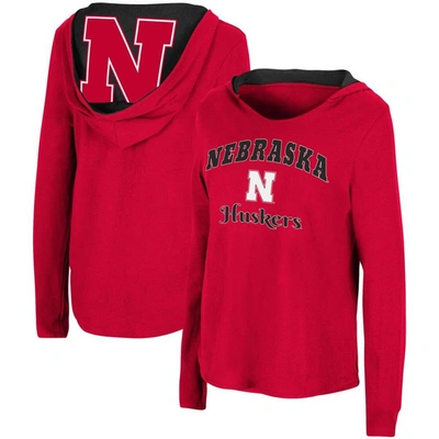 Colosseum Women's Scarlet Nebraska Huskers Catalina Hoodie Long Sleeve T-shirt