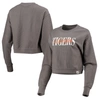 League Collegiate Wear Graphite Clemson Tigers Classic Corded Timber Crop Pullover Sweatshirt In Graphite