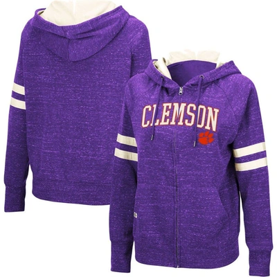 Colosseum Women's Purple Clemson Tigers Speckle Fleece Raglan Full-zip Hoodie