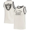 JUNK FOOD JUNK FOOD WHITE/BLACK LAS VEGAS RAIDERS THROWBACK POP BINDING SCOOP NECK TANK TOP