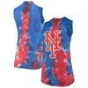 Majestic Women's  Threads Red And Blue New York Mets Tie-dye Tri-blend Muscle Tank Top In Red