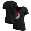 FANATICS FANATICS BRANDED BLACK PORTLAND TRAIL BLAZERS PRIMARY LOGO TEAM V-NECK T-SHIRT