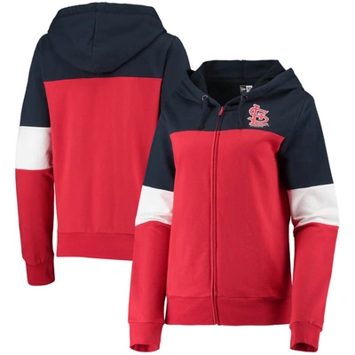 New Era Women's  Red St. Louis Cardinals Colorblock French Terry Full-zip Hoodie