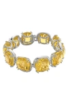 Swarovski Silver-tone Yellow Cushion-cut Crystal Flex Bracelet In Yellow