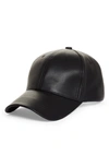 Stand Studio Cia Faux Leather Baseball Cap In Black