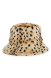 Stand Studio Brown Wera Faux Fur Leopard Bucket Hat