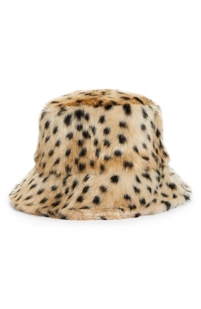 Stand Studio Brown Wera Faux Fur Leopard Bucket Hat