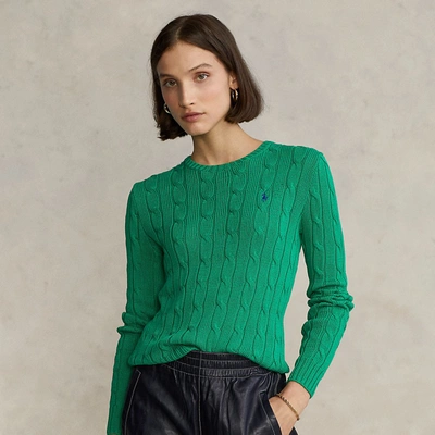 Polo Ralph Lauren Cable-knit Cotton Sweater In Preppy Green/royal