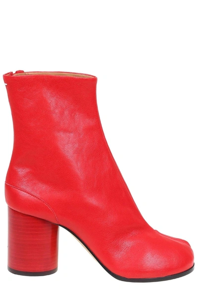 Maison Margiela Tabi Ankle Boots In Nappa In Red