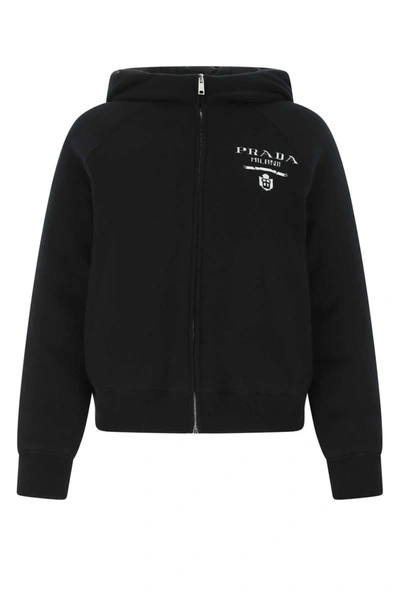 Prada Logo Detailed Zip In Black