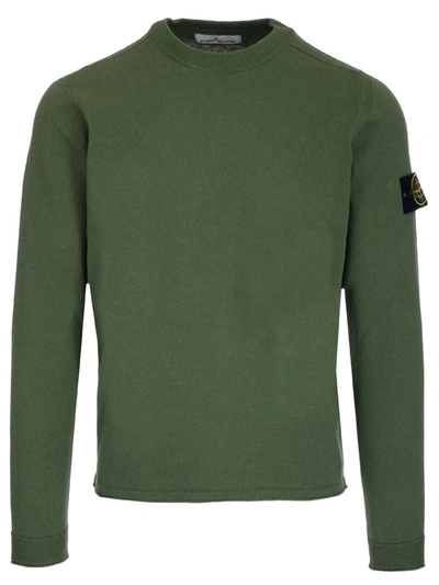 Stone Island Crewneck Knit Sweater In Green
