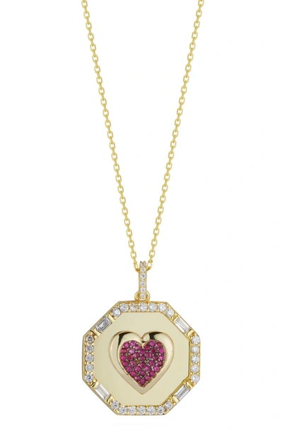 Sphera Milano 14k Gold Plated Sterling Silver & Cz Heart Pendant Necklace In Yellow Gold