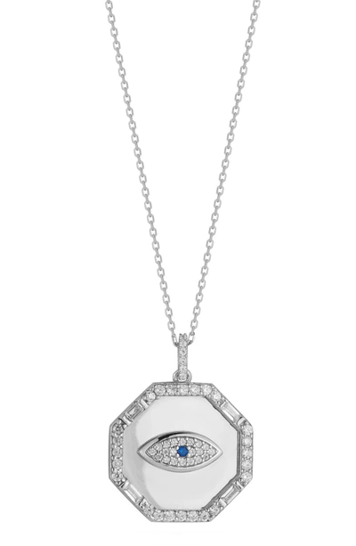 Sphera Milano Cz Evil Eye Pendant Necklace In Silver