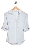 James Perse Contrast Ribbed Surplus Shirt In Grey Glacier