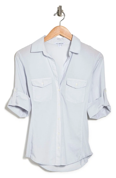 James Perse Contrast Ribbed Surplus Shirt In Grey Glacier