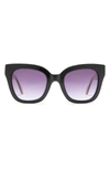 Bcbgmaxazria 50mm Chunky Square Exposed Quilt Sunglasses In Shiny Black