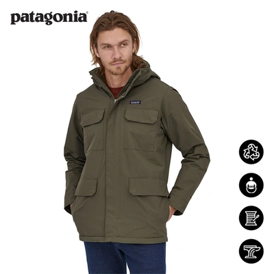 Patagonia Isthmus Padded Recycled Netplus Hooded Parka In Green