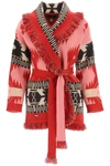 Alanui Pink Cashmere Blend Icon Jacquard Cardigan In Fancy Pink (red)