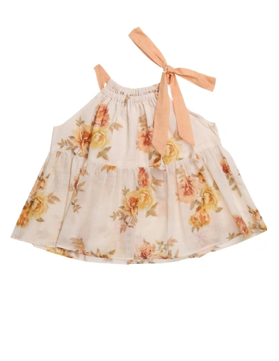 Zimmermann Kids' Top With Bow In Limone-rosa