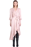 Zimmermann Asymmetric Ruffled Silk-satin Wrap Dress In Rose-pink