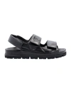 Prada Logo-lettering Quilted Leather Sandals In Black