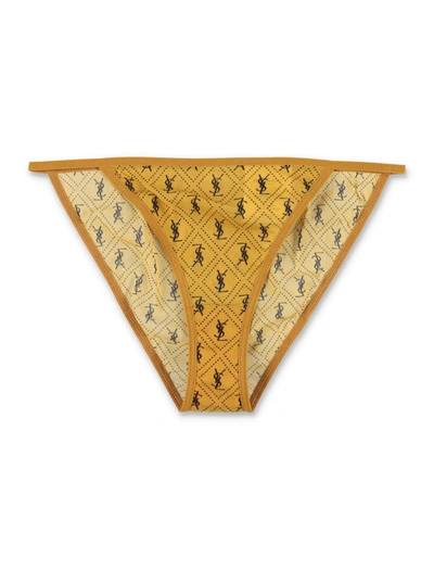Saint Laurent Monogram Panties In Tulle Jersey In Yellow & Orange
