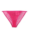 Saint Laurent Monogram-print High-rise Mesh Briefs In Fucsia