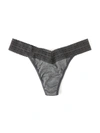 Hanky Panky Dream Lace Trim Modal Original Rise Thong In Grey