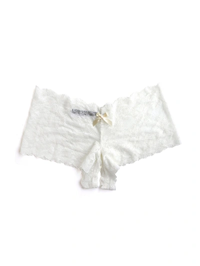 Hanky Panky Luxe Lace Crotchless Brief In White