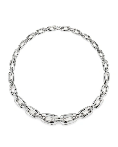 David Yurman Wellesley Sterling Silver Chain Collar Necklace With Diamond Links