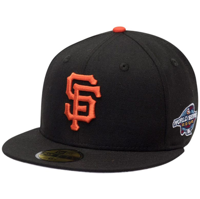 New Era Men's Black San Francisco Giants Side Patch 2002 World Series 59fifty Fitted Hat In Black/orange