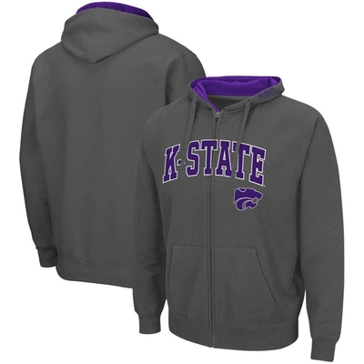 Colosseum Men's  Charcoal Kansas State Wildcats Arch And Logo 3.0 Full-zip Hoodie