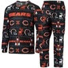 Foco Navy Chicago Bears Wordmark Ugly Pajama Set In Navy
