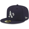 New Era Men's Navy Oakland Athletics Logo White 59fifty Fitted Hat In Navy