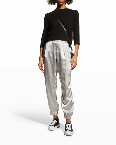 Majestic Soft Touch 3/4-sleeve Boat-neck Top In Marine