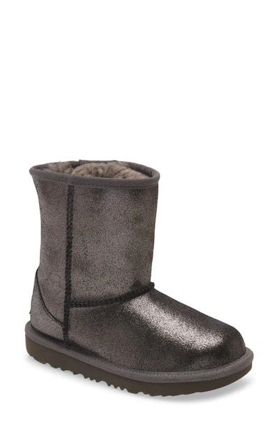 Ugg Kids' Classic Short Ii Water Resistant Genuine Shearling Boot In Metal Metallic Glitter