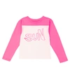 Erl Long-sleeved Cotton T-shirt In Pink / White