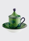 GINORI EMPIRE-STYLE COFFEE CUPS & SAUCERS, SET OF 2 - EMERALD
