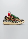 Lanvin Men's Animal-print Curb Skater Sneaker In White/grey