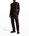 Moncler Men's Tricolor Waffle-knit Sweater In Black