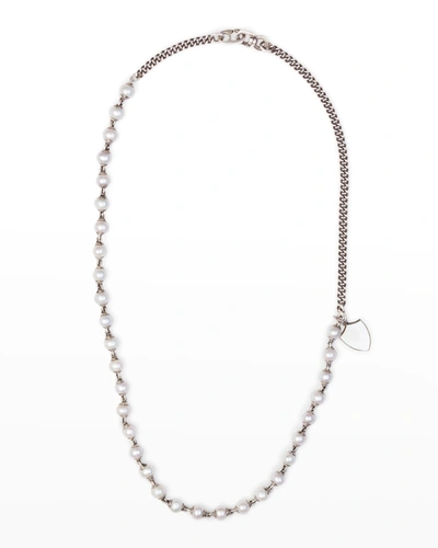 M Cohen Men's Mondi Pearl & Chain Necklace In Grau