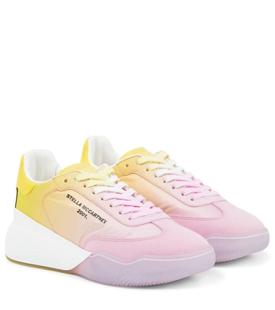 Stella Mccartney Pink And Yellow Canvas Loop Trainers In Multicolore