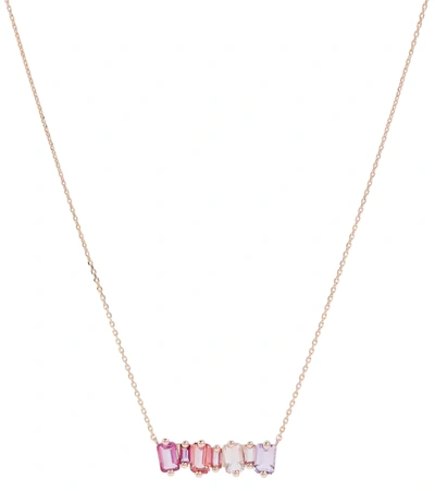 Suzanne Kalan 14kt Rose Gold Necklace With Topaz Baguettes