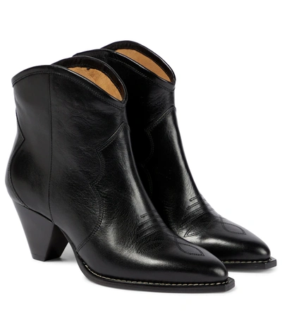 Isabel Marant Darizo Texan Ankle Boots In Black Leather