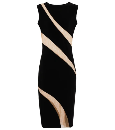 Norma Kamali Snake Color Blocked Sheath Dress In Black