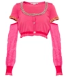 Stella Mccartney Pink Tight Mix Cropped Cardigan In Neon Pink