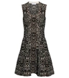 Alaïa Leopard Jacquard Sleeveless Fit & Flare Minidress In Noir/ivoire