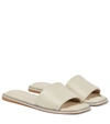 Brunello Cucinelli Embellished Leather Slides In White