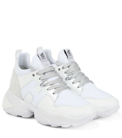 Hogan Interactive Leather-trimmed Sneakers In White